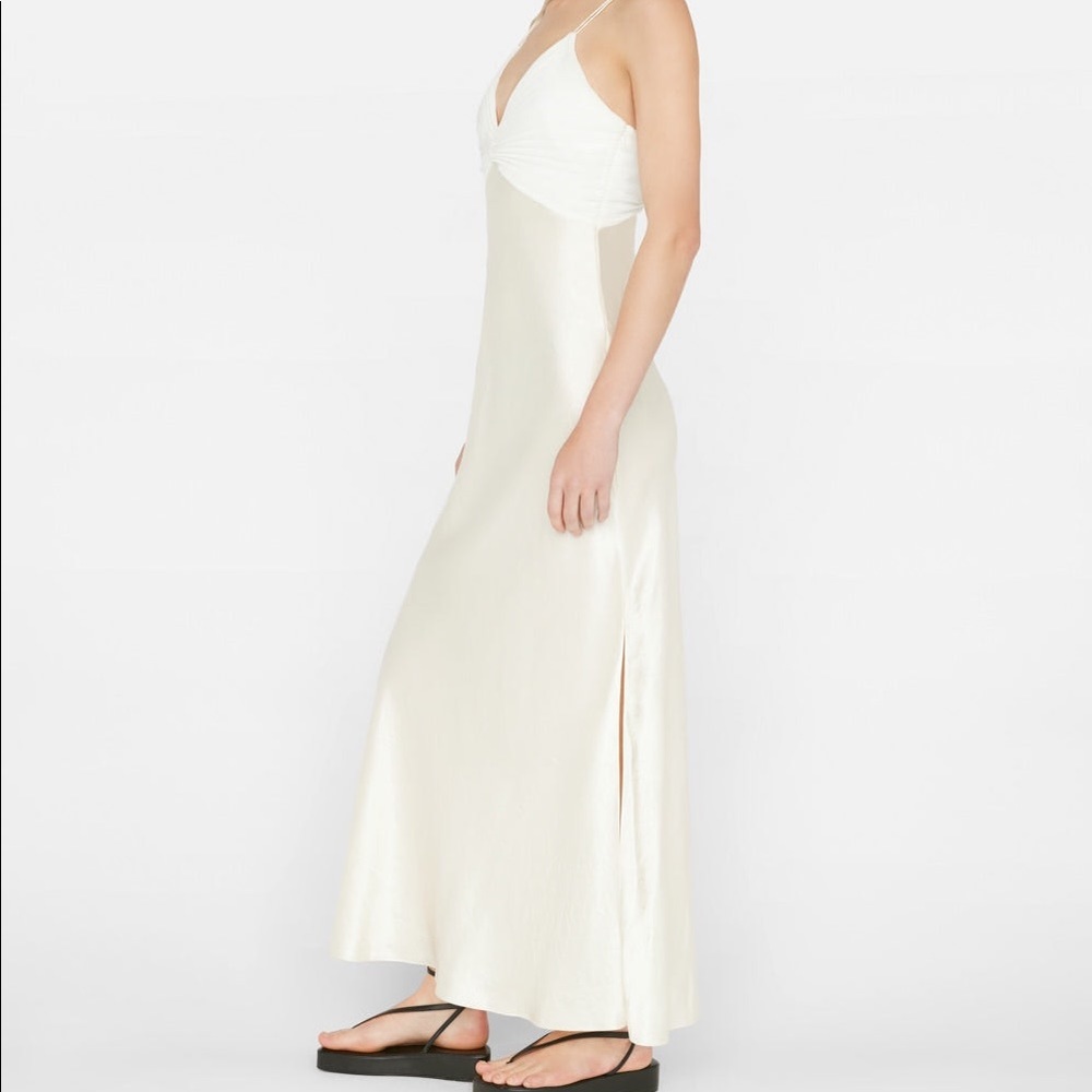 FRAME Pleated Cami Dress in Bone